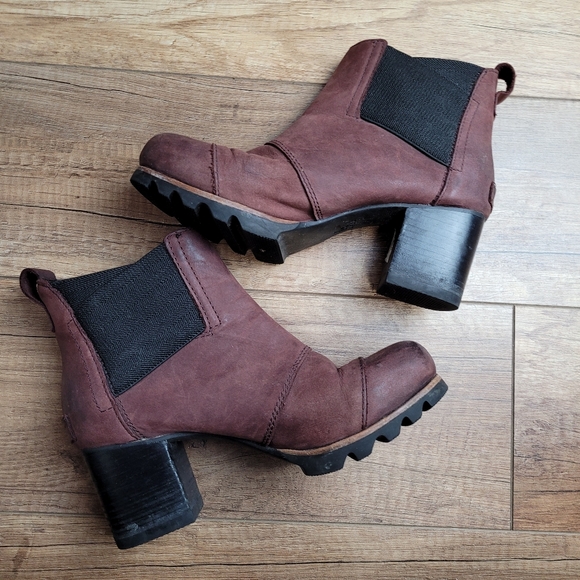 Sorel Addigton Redwood Chelsea Boots Waterproof leather ankle boots women's 6 - Picture 6 of 15